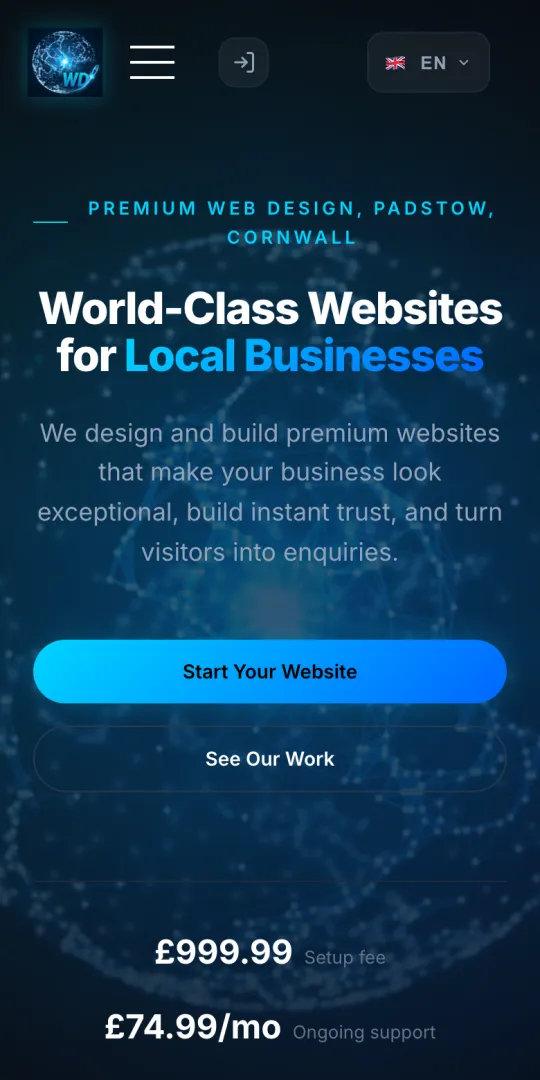 cmxwd.com: the current CMX Web Design site, dark with a bright cyan accent.